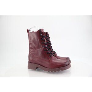 Fly London Ronin Combat Boots Women Size 37 6.5 Burgundy Leather Lace Up Ankle